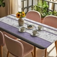 thumbnail image 3 of Purple Geometric Table Cloths for 6 Foot Rectangle Tables, Stripes Boho Spring Flowers Country Rural Patio Waterproof Elastic Fitted Tablecloths, Washable Rectangular Table Cover for Camping, 3 of 8