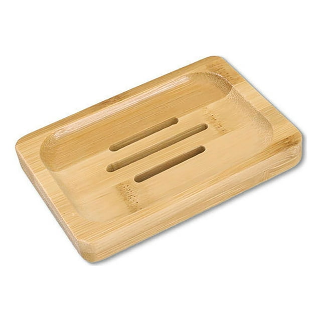 PVCS Eco-friendly Natural Bamboo Wood Bathroom Shower Soap Tray Dish Storage Stand