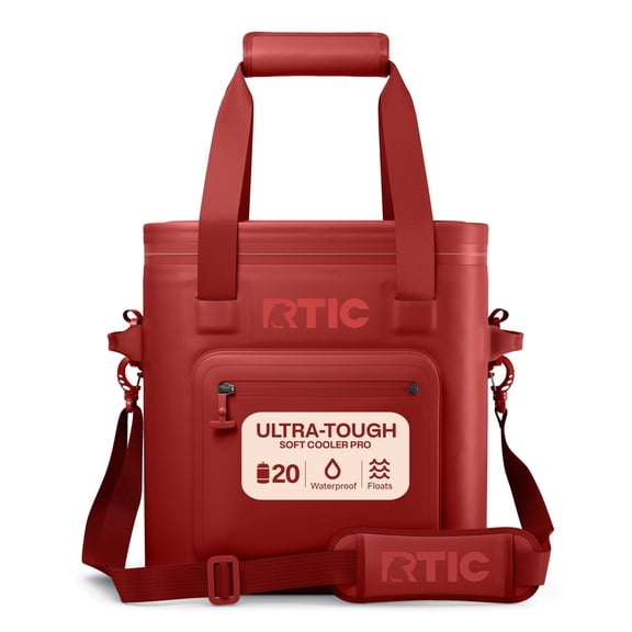 RTIC 20 Can Ultra-Tough Soft Cooler Pro, Leakproof Cooler, Waterproof Zipper, Black Cherry