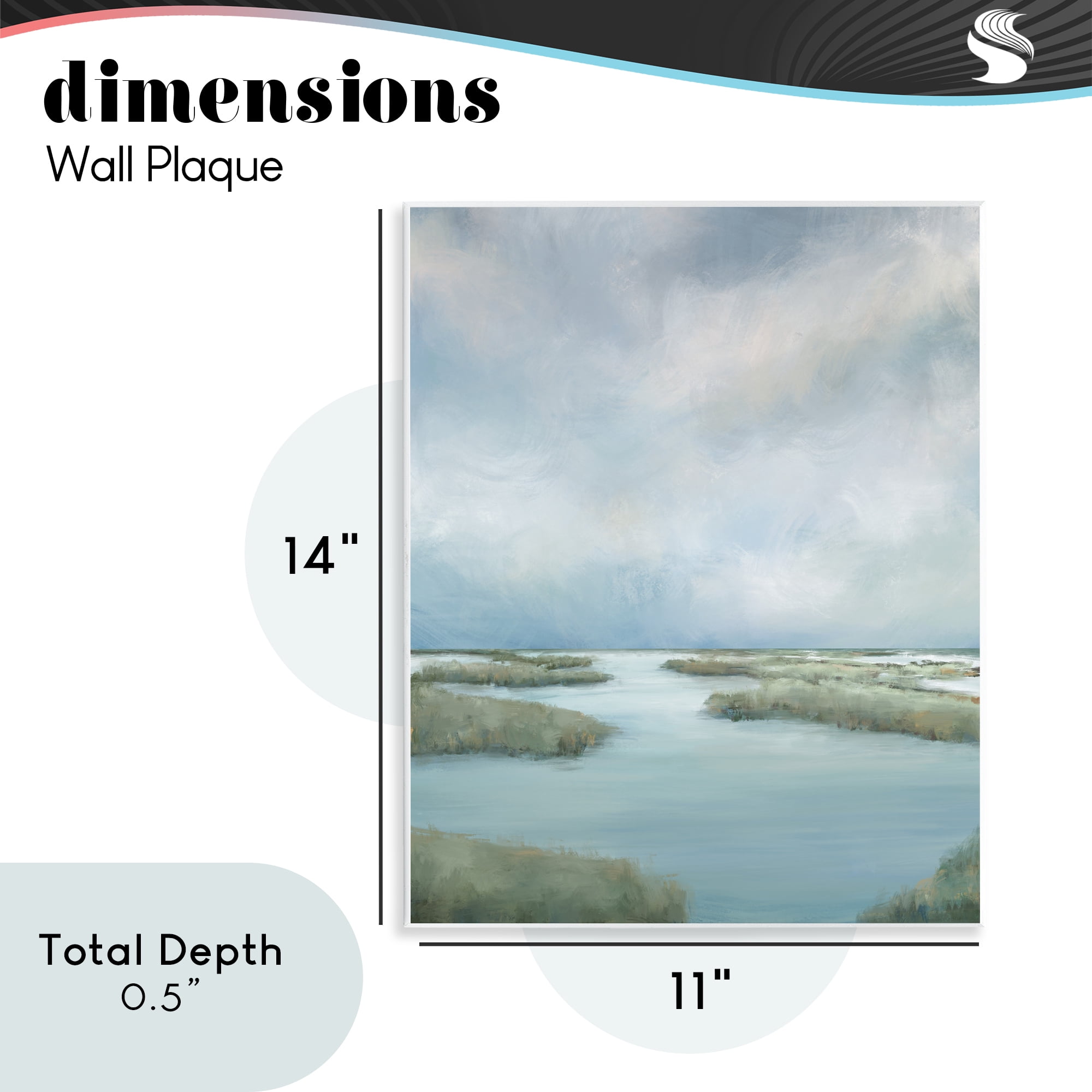 Hazy Marsh Land View Wall Plaque Art, design by Leah Noel Art