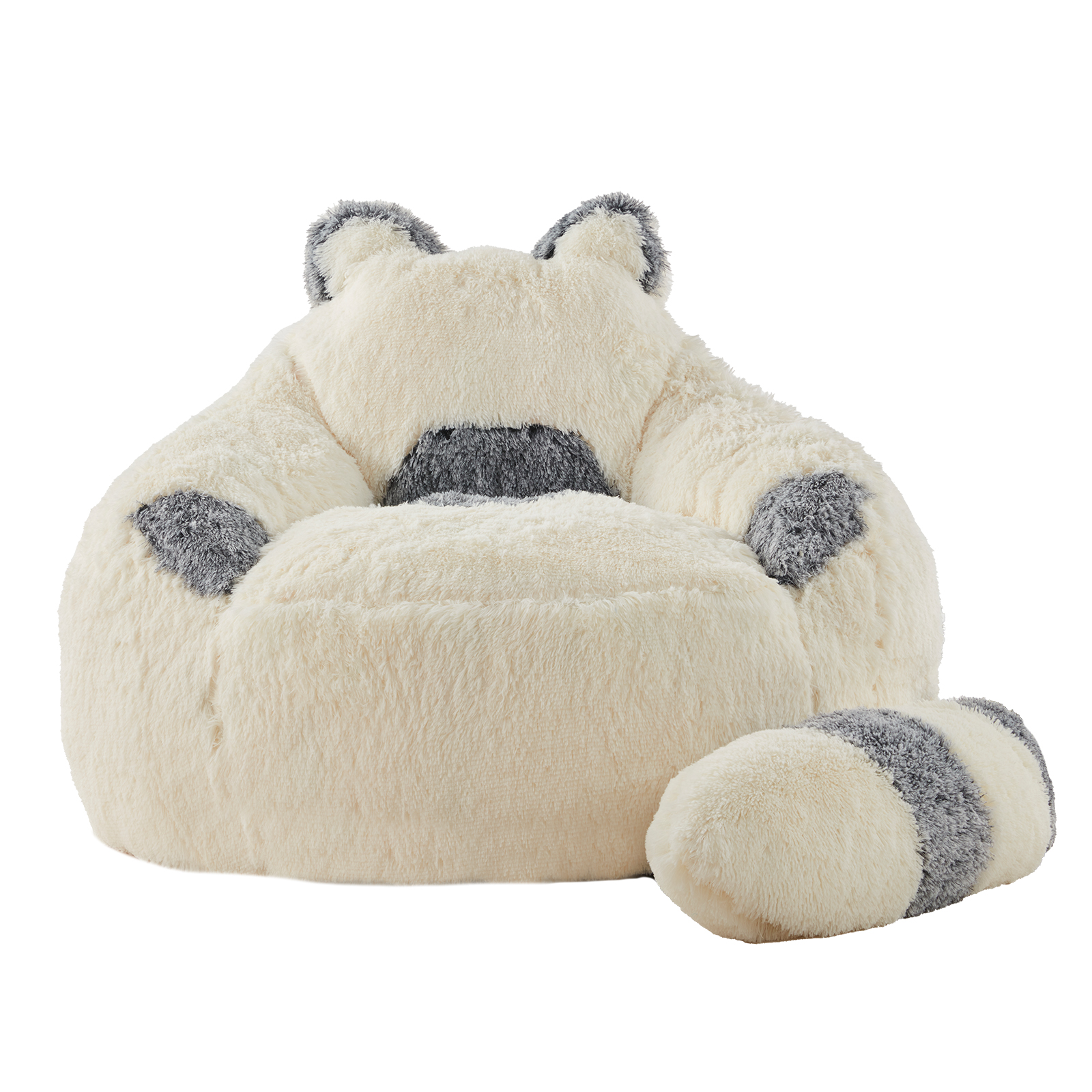 Ebenchico 3.7ft Raccoon Shaped Bean Bag Chair for Adults Teens Kids, Large Beanbag Chairs for Reading Gaming Relaxing, Beige
