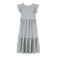 thumbnail image 4 of Huvoen Flower Girl Dress Fashion Girls Summer New Short Sleeves Round Neck Solid Color Dress Gray 140, 4 of 5