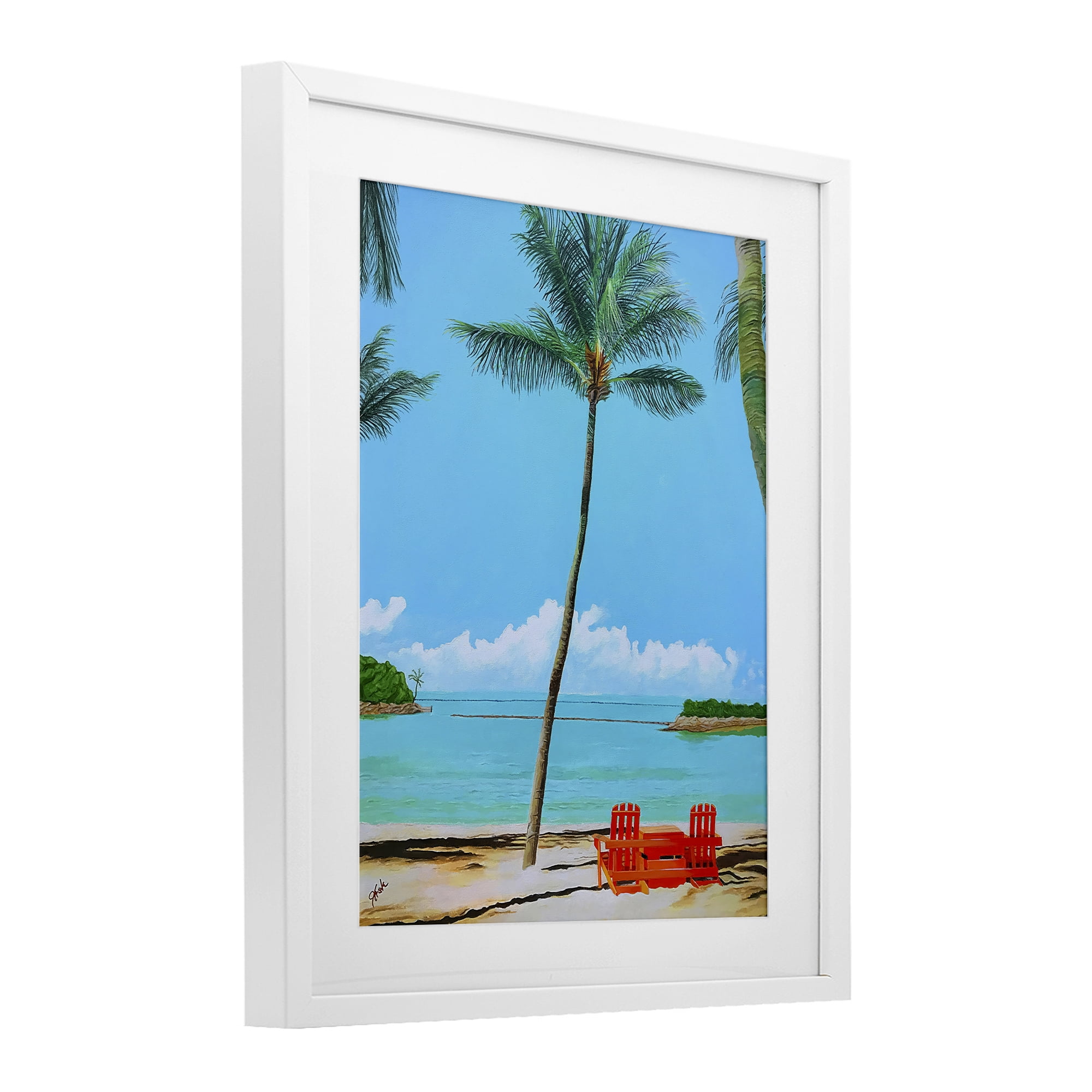 Stupell Industries Dreaming Of Palm Trees White Framed Print Under Glass, design by John Jaster