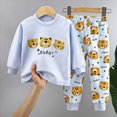 thumbnail image 2 of xaweyi Toddler Boys Girls Fashion Cartoon Print Long Sleeve Suit Soft Warm Comfortable Two Piece Tops and Pants Homewear Outfit Size 4-5 Years, 2 of 5