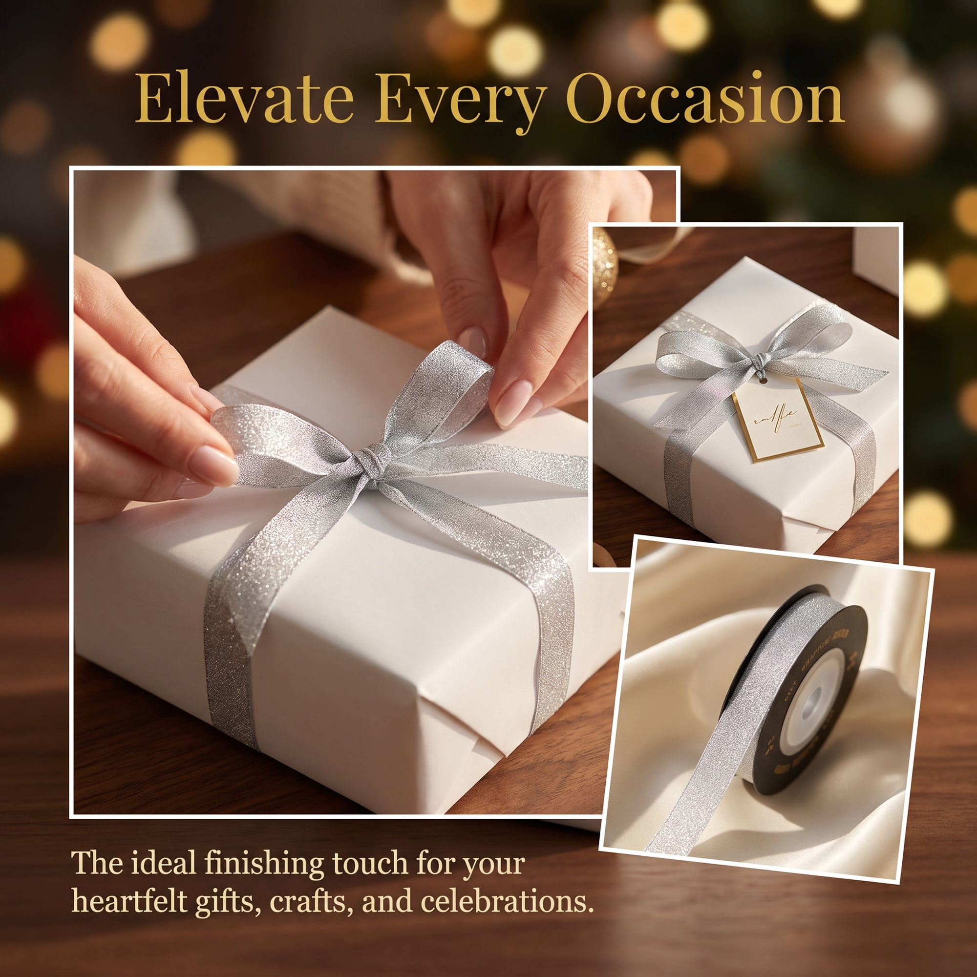 Unique Bargains Structural Woven Edge Trim Decorative Ribbon for Gift Wrapping Silver