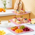 thumbnail image 6 of QAZbgdl White & Gold 3-Tier Square Dessert Stand | European-Style Cake & Fruit Tray | Plastic Snack & Candy Dishes for Coffee Table | 1-Piece Set, 6 of 6