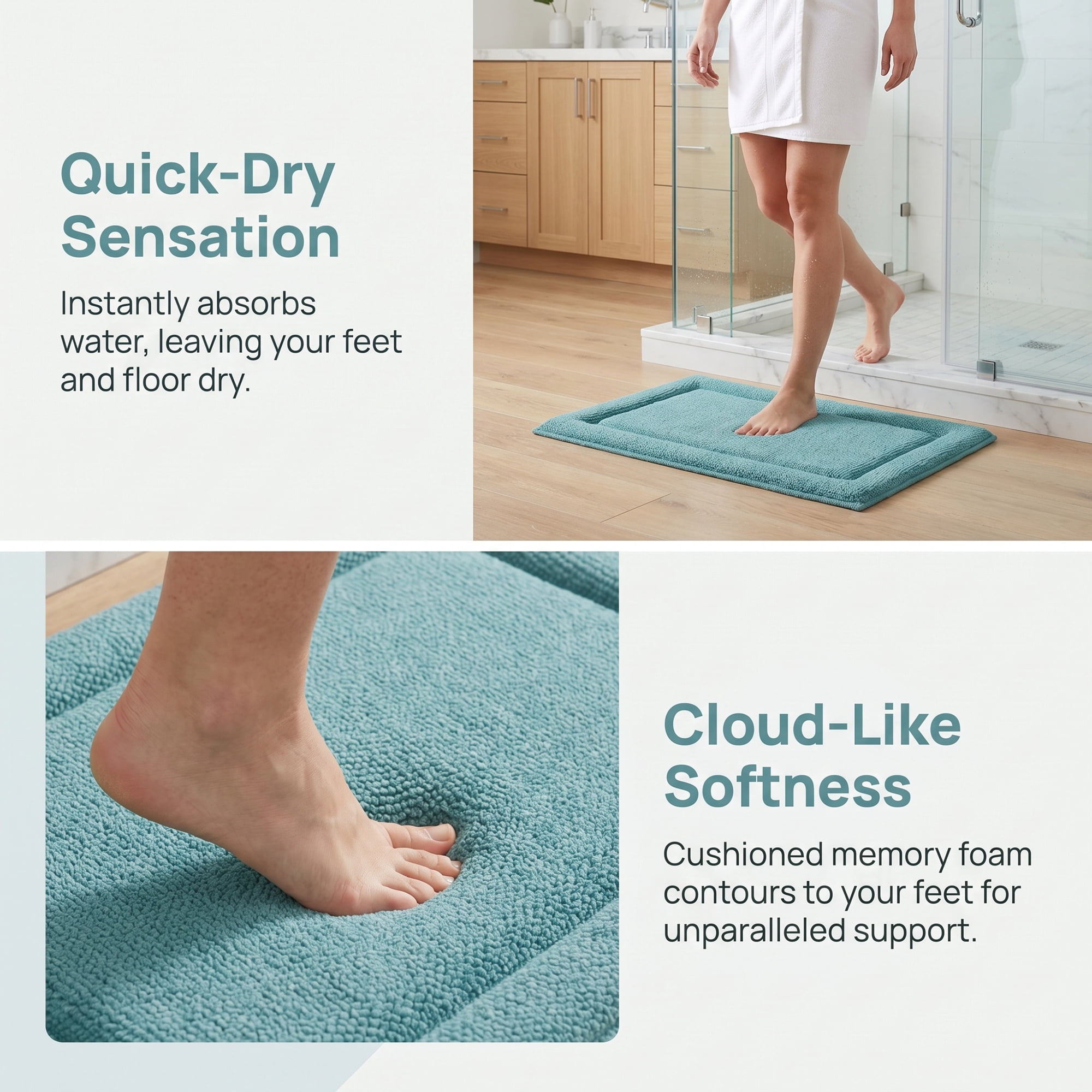 Unique Bargains Ultra Soft Shaggy Bath Mat Super Absorbent Non Slip Mat Green 24" x 17"