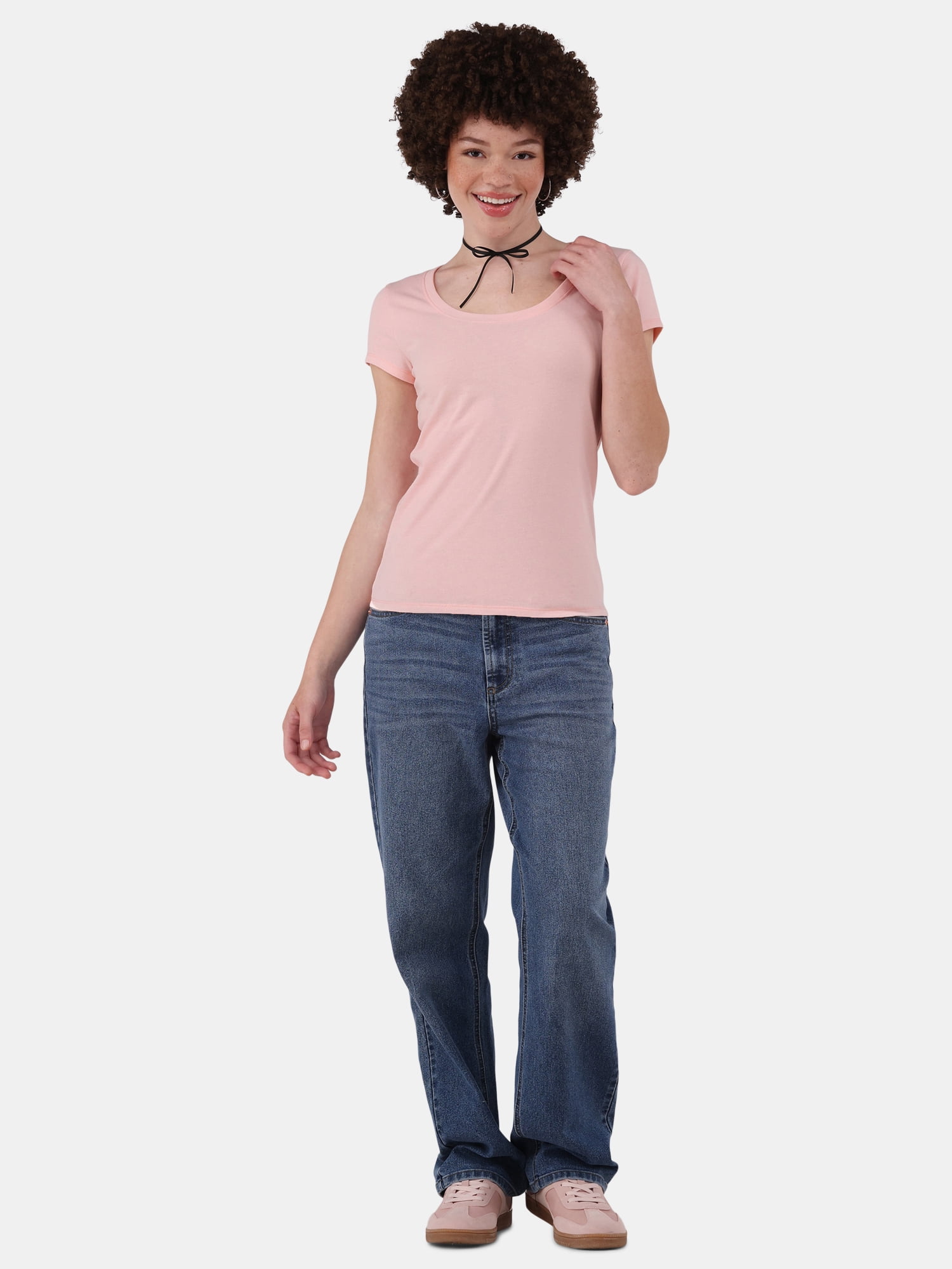 No Boundaries Short Sleeve Scoop Neck Tee, Women's XXS-XXXL