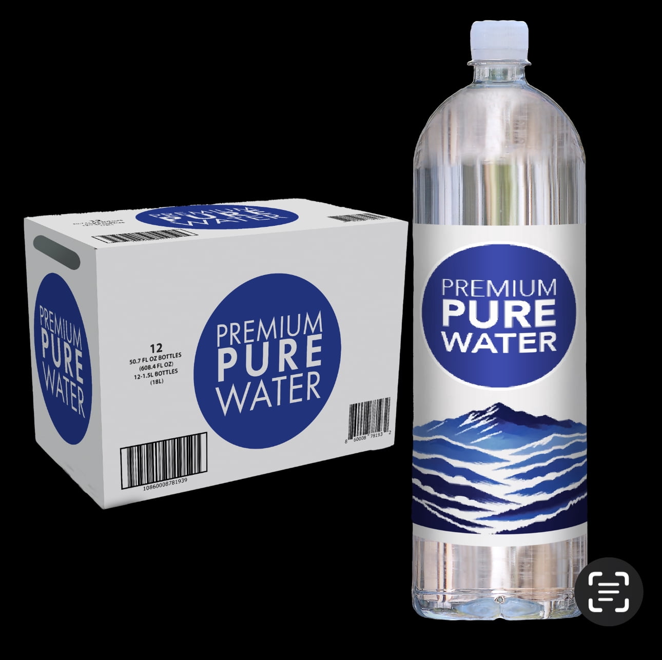 Premium Pure Water Big Bottles 12 Pack 1.5 Liter/50.7oz Ultra Pure Drinking Water