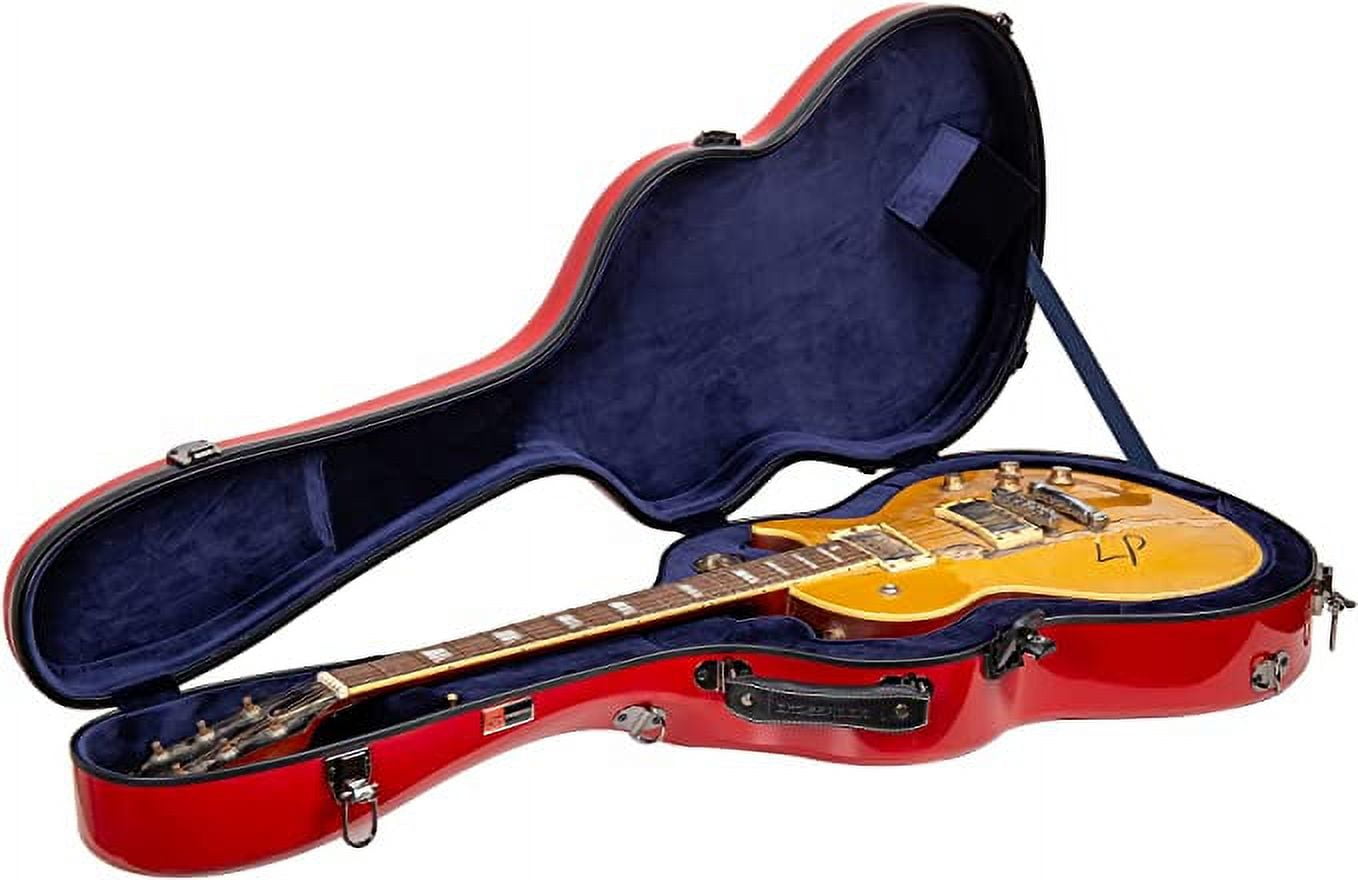 Crossrock Hard Shell Fiberglass Case for Les Paul Guitar with Backpack Straps in Red