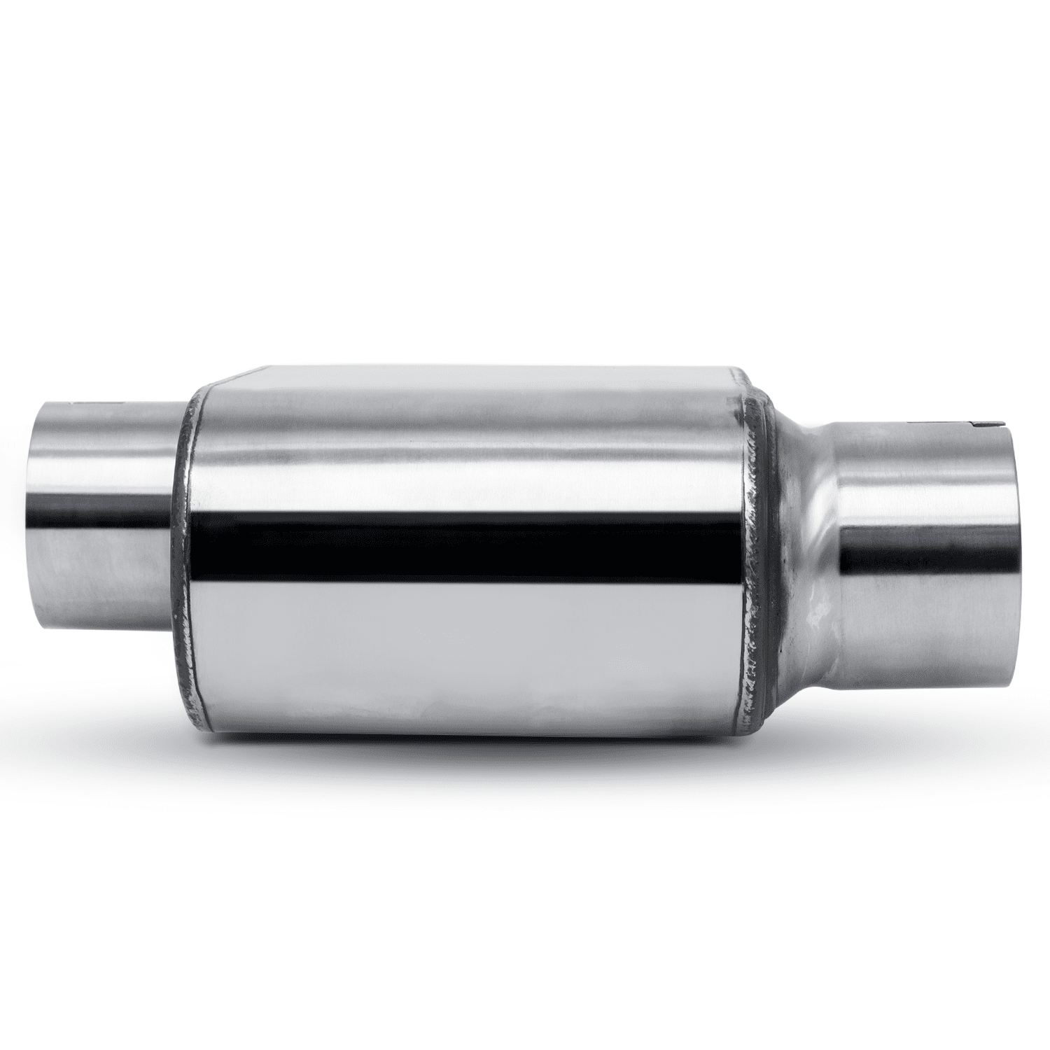Magshion 2.25 Inch Inlet/Outlet 1 Pair Chambered Exhaust Muffler Straight-Through Stainless Steel Round Tip, Chrome