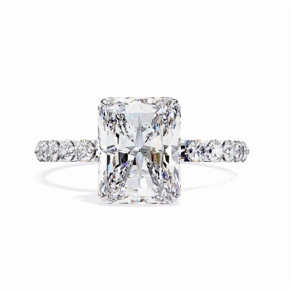 2.56 CT Emerald Shape Lab Grown Diamond 4 Prongs Wedding Ring, 10k White Gold Engagement Ring, Emerald Cut Anniversary Gift Ring For Women