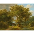thumbnail image 2 of Johann Bernhard Klombeck 18x15 Gold Ornate Wood Frame and Double Matted Museum Art Print Titled - Wooded Landscape with Peasant Couple Returning Home, 2 of 4