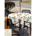 thumbnail image 5 of Outdoor Tablecloths with Umbrella Hole & Zipper, Yellow Spring Floral 60x60 Inch Square Tablecloths, Flowers Leaves Elegant Pastoral Waterproof Table Cloth, Patio/Pool/Picnic Table Covers, 5 of 8