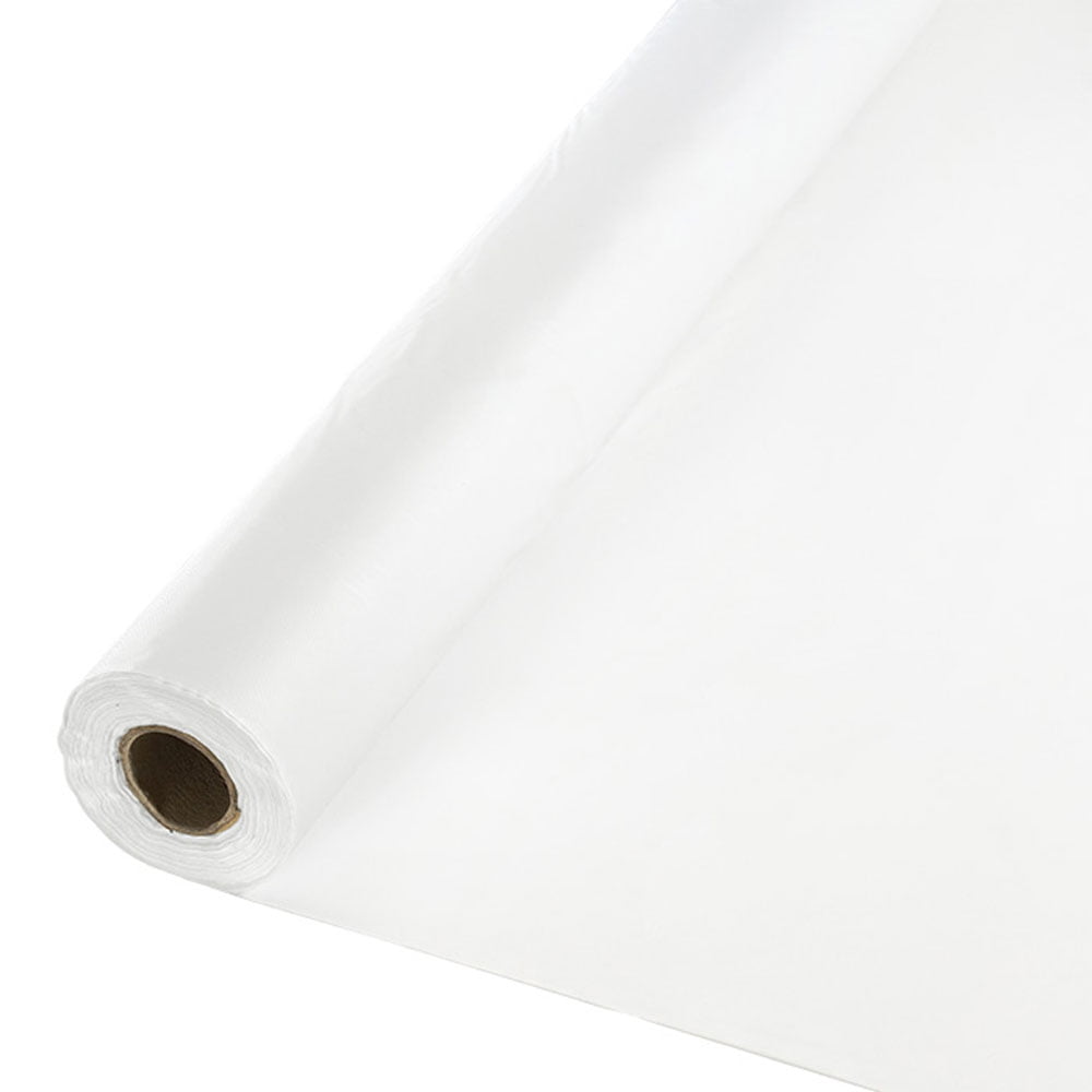 40" x 300 ft White Hoffmaster Plastic Roll Tablecover HFM114000 
