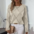 thumbnail image 5 of Fmbrln Womens Trendy Sequin Knitted Sweaters Long Sleeve Crew Neck Hollow Out Sweaters Tops Casual Dressy Blouse Loose Comfy Pullover Sweaters Khaki M, 5 of 9