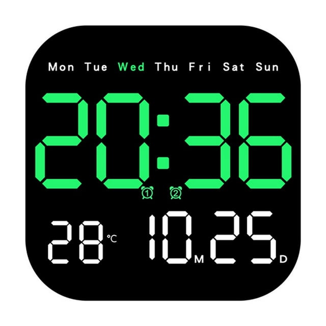 Wweixi Horloges Murales avec Affichage LED Décoration Maison Style Unique Horloge de Table Électronique Verte