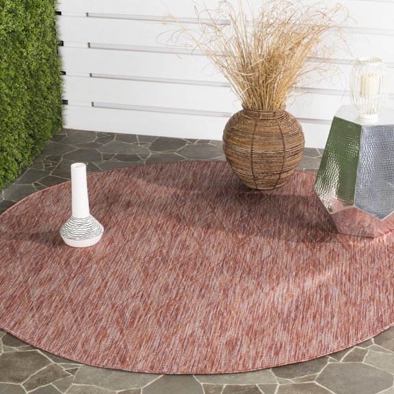 Safavieh Courtyard Teodor Geometric Indoor/Outdoor Area Rug, Red, 6'7" x 6'7" Round