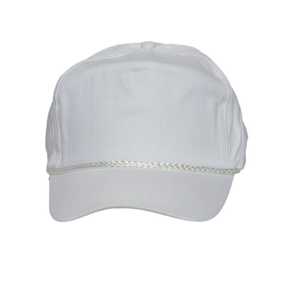 Top Headwear Mens Cotton Twill Golf Cap - Snapback Cap with Rope, White