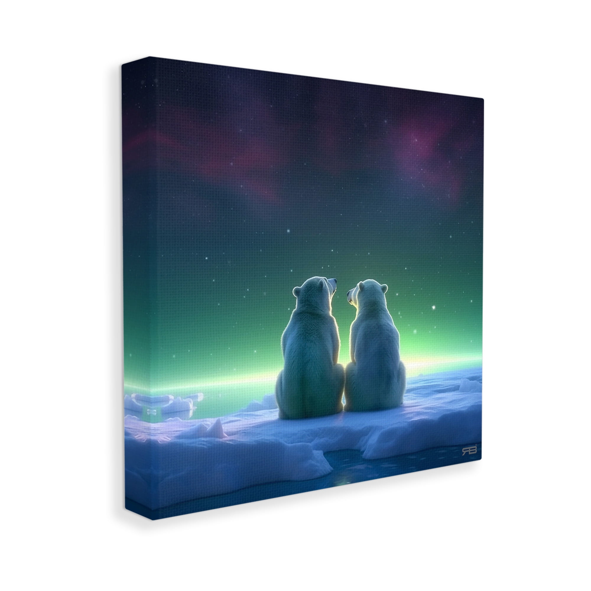 Stupell Industries Polar Bears & Northern Lights Animals & Insects Painting Gallery Wrapped Canvas Art Print Wall Art, 24 x 24