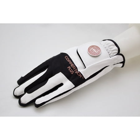 Copper Tech Plus Men's Golf Gloves ONE Size FIT Most Worn ON Left Hand WHITE/BLACK