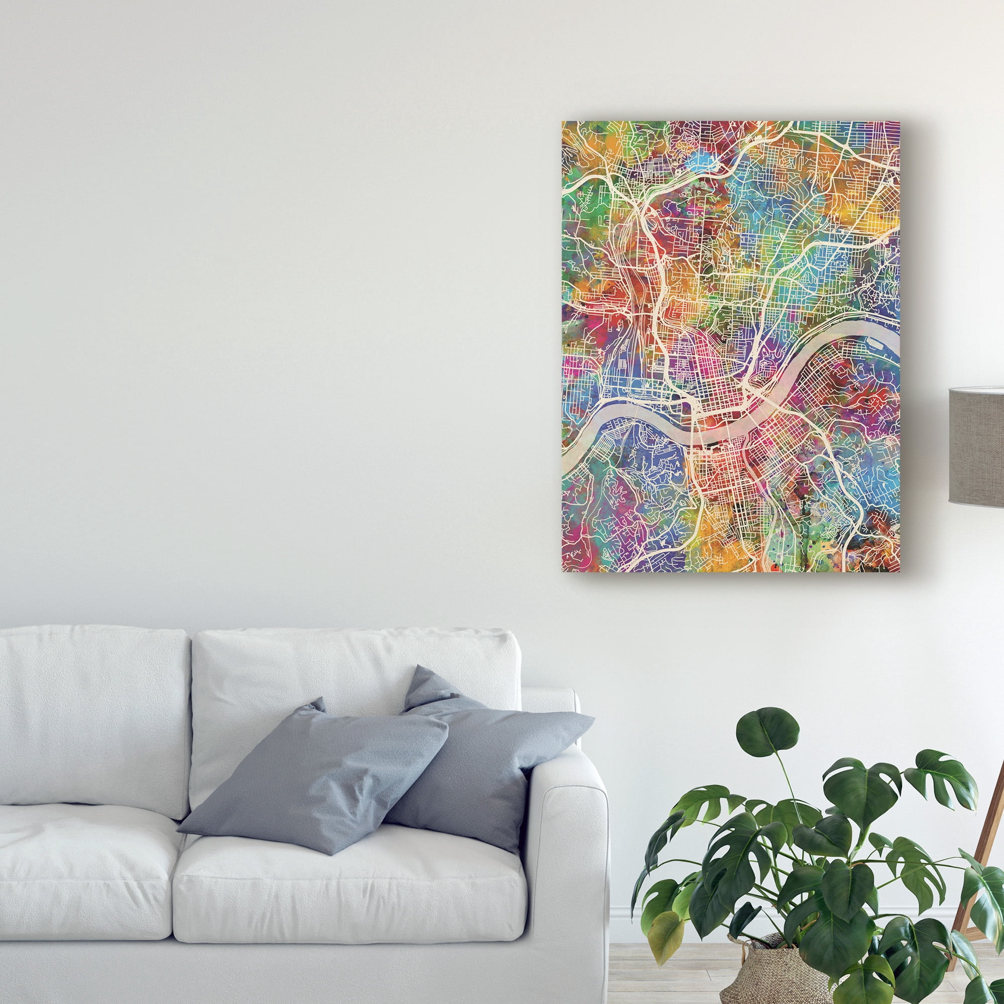 Trademark Fine Art 'Cincinnati Ohio City Map' Canvas Art by Michael Tompsett