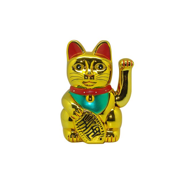Maneki Neko regalo Oro agitando la mano Fortuna estatuilla 6 pulgadas 7 pulgadas 8 pulgadas Oro ABS Zhaocai Lucky Cat Maneki Neko Sincero Hogar