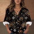 thumbnail image 3 of Towmus Button up Shirts for Women Casual 3/4 Sleeve Shirt Lapel Fall Tops Basic Tees Floral Dressy Blouses with Pockets, 3 of 5