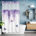 thumbnail image 2 of Spring Flower No Hook Shower Curtain with Snap in Liner Vintage Watercolor Purple Wisteria Floral Butterfly Waterproof Bathroom Shower Curtain with See Through Top Window for Bathtub 54" x 78", 2 of 9