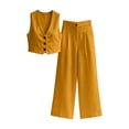 thumbnail image 7 of Sheghy Summer Sets 100%Cotton Women Loose Pocket Solid Sleeveless Vest V-Neck Button Top & Pants 2 Piece Outfit, 7 of 7