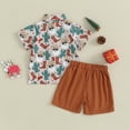 thumbnail image 3 of Okbabeha Toddler Baby Boy Christmas Outfits 6 9 12 18 24Months 2t 3t 4t Santa Print Button Down Shirt +Short Pants Set Summer, 3 of 7