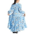 thumbnail image 3 of Floral Modest Dress for Girls Long Sleeve Muslim Maxi Dresses Drawstring Ruffle Tiered Ramadan Abayas Kaftan Robe, Blue, 5 Years, 3 of 7