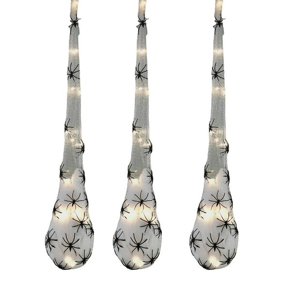 3Pcs Halloween Lighted Spider Egg Sacs Spider Web Halloween Indoor Outdoor Garden Yard Tree Hanging Ornaments Decorations