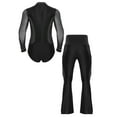 thumbnail image 2 of iiniim Mens 2-Piece Set Latin Dance Outfits Long Sleeve Bodysuit Dance Leotard with Flared Pants Black XL, 2 of 7