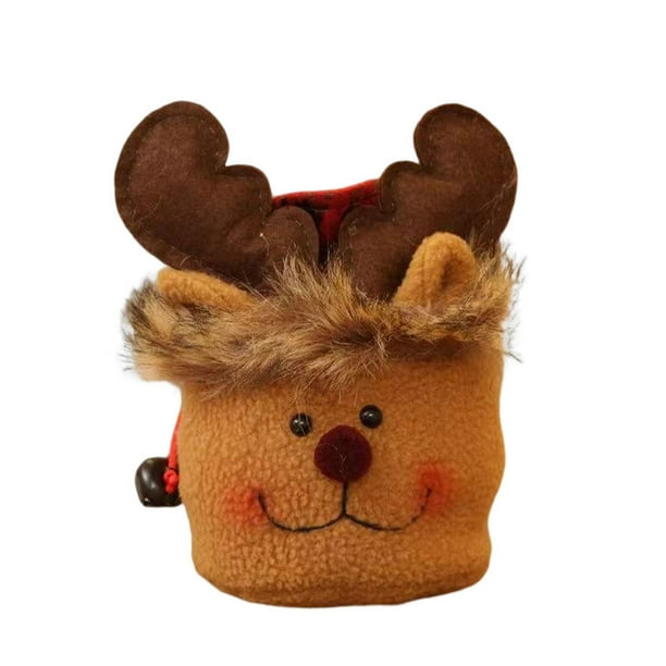 Billuyoard Bolsa de regalo Decoración de Navidad Saco de dulces Diseño lindo Contenedor de almacenamiento de juguetes para niños Suministros de Kits de decoración para fiestas Forma de ciervo