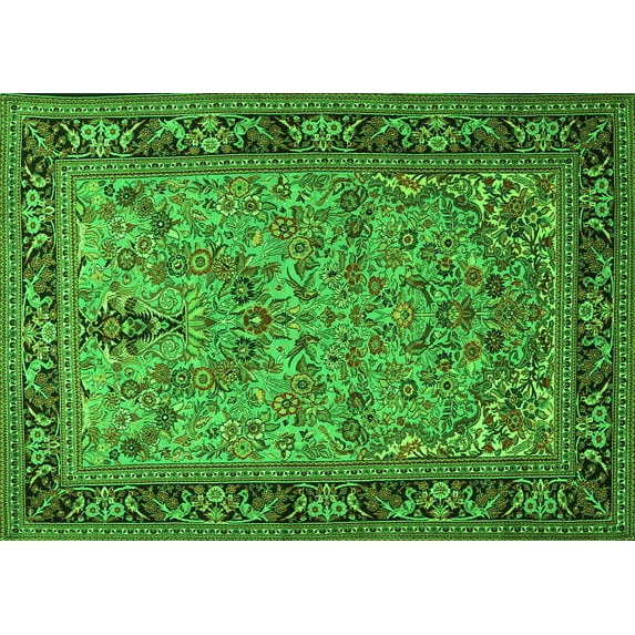 Ahgly Company Indoor Rectangle Persian Green Traditional Area Rugs, 2' x 5'