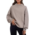 thumbnail image 5 of Pullover Sweatshirt Solid Color Loose Tops Round Neck Hoodie Women Thick Clothing, 5 of 7