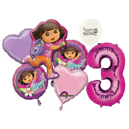 3rd Birthday Dora the Explorer Balloon Bouquet