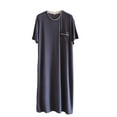 thumbnail image 2 of THDHVS Mens Robe,Pajamas for Men,Summer Men's Short Sleeve Nightgown Loose Straight Tube Mid Length Home Wear Breathable Men's Nightgown Dark Gray L, 2 of 6