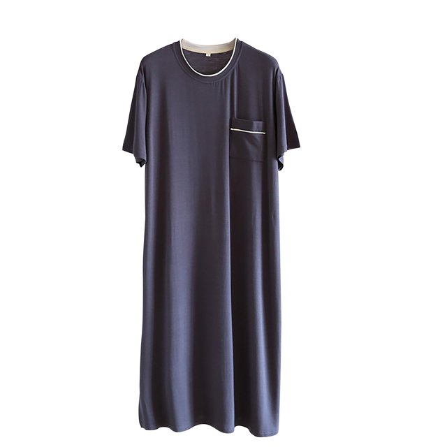 Chemise de Nuit Homme Manches Courtes Lounge, Chemise Texturée Ultra Douce avec Poche Confortable Grande Taille Chemise de Nuit Pyjama Robe de Nuit Athlétique Extensible Vêtements de Nuit Confortables