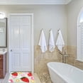 thumbnail image 3 of Bonita alfombrilla de baño con forma de fresa, colorida, accesorio de baño, divertida alfombra de flores, antideslizante, lavable a máquina, de microfibra suave, 3 of 5