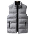 thumbnail image 1 of Capreze Stand Collar Outwear Solid Color Jacket Vest Men With Pockets Full Zip Waistcoat Winter Warm Coat Grey M, 1 of 3