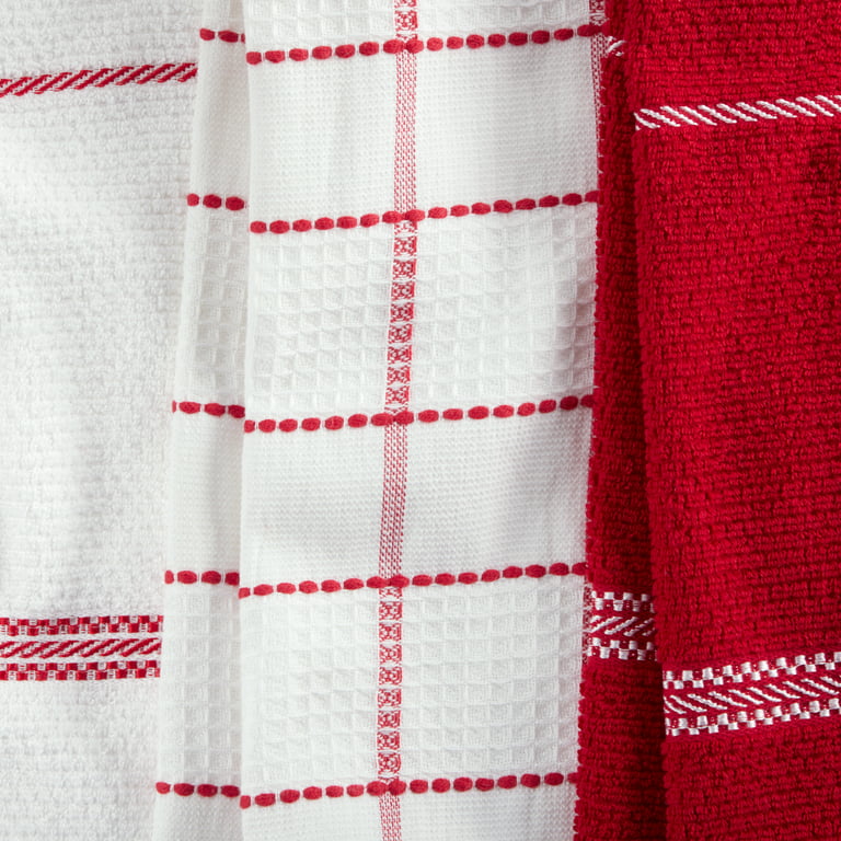 Martha Stewart Modern Waffle Kitchen Towel Set 6-Pack, Red, 16x28