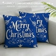 thumbnail image 3 of SHERONV   Blue Merry Christmas Throw Pillow Covers,Farmhouse Decorative Outdoor Deer Christmas Tree Pillow Shams Cases Slipcovers Set  Couch Sofa 18x18in, 3 of 5