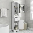 thumbnail image 2 of Ktaxon Freestanding Tall Bathroom Storage Cabinet Linen Tower with Drawer, Door, Open and Concealed Shelves for Living Room Laundry room Bedroom, White, 2 of 13