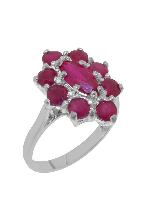 LBG British Made 10k White Gold Natural Ruby Womens Statement Ring - 33 size options - Size 10