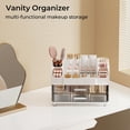 thumbnail image 6 of Soda Candy Makeup Organizer for Vanity with 2 Large Drawers & Brush Holder, Countertop Cosmetic Storage for Bathroom & Dresser, Multi-Purpose Organizer for Lipsticks, Perfumes, Eyeshadows, Skincare, 6 of 7