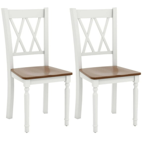 Yardi Yard Set of 2 Wooden Farmhouse Kitchen Chairs with Rubber Wood Seat-2 Pieces, Dining Chairs Set, Dining Room Chair for Kitchen, Dining, Bedroom, Living