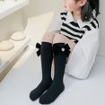 thumbnail image 5 of Calcetines para niños, finos, transpirables, cómodos, con adornos de lazo, amigables con la piel, calcetines negros hasta la rodilla para niñas para primavera y verano L (alrededor de 6 a 8 años), 5 of 5