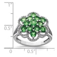 thumbnail image 5 of 925 Sterling Silver Rhodium Tsavorite Garnet Flower Ring Size 8, 5 of 5